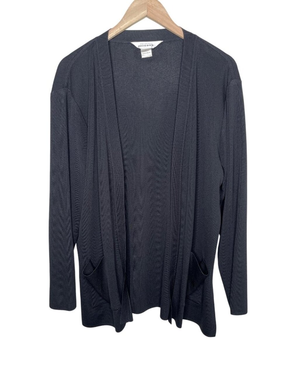 Exclusively Misook Black Open Front Cardigan XL Lightweight Knitwear